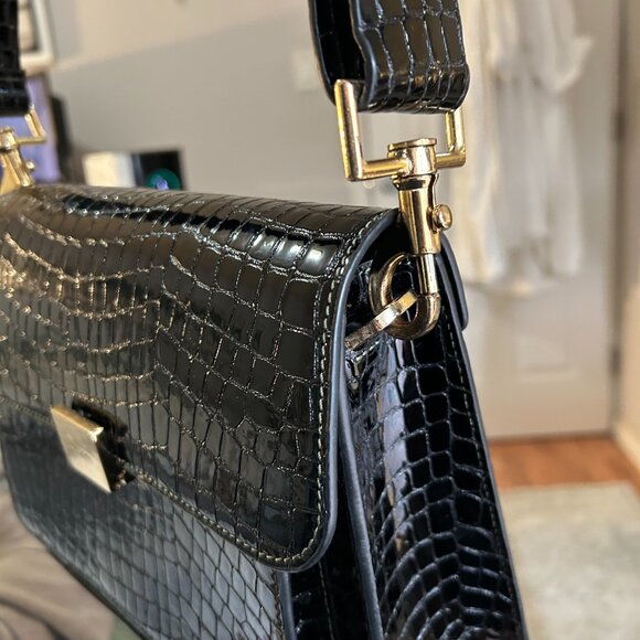 Anine Bing - Felix Black Croc Leather Bag - Picture 9 of 12